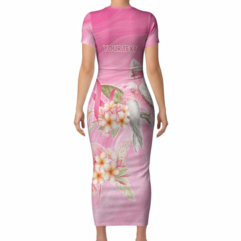 Personalised I Wear Pink For The Fight Short Sleeve Bodycon Dress Australian Breast Cancer Support Spirit
