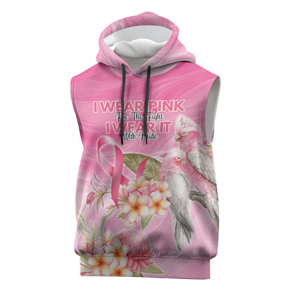 Personalised I Wear Pink For The Fight Sleeveless Hoodie Australian Breast Cancer Support Spirit