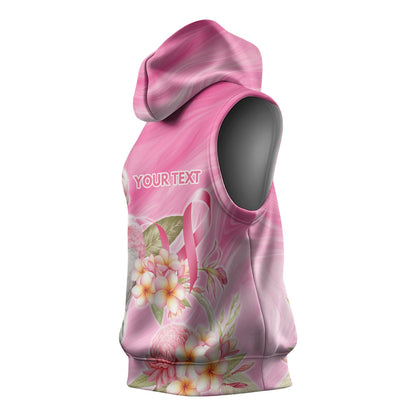 Personalised I Wear Pink For The Fight Sleeveless Hoodie Australian Breast Cancer Support Spirit