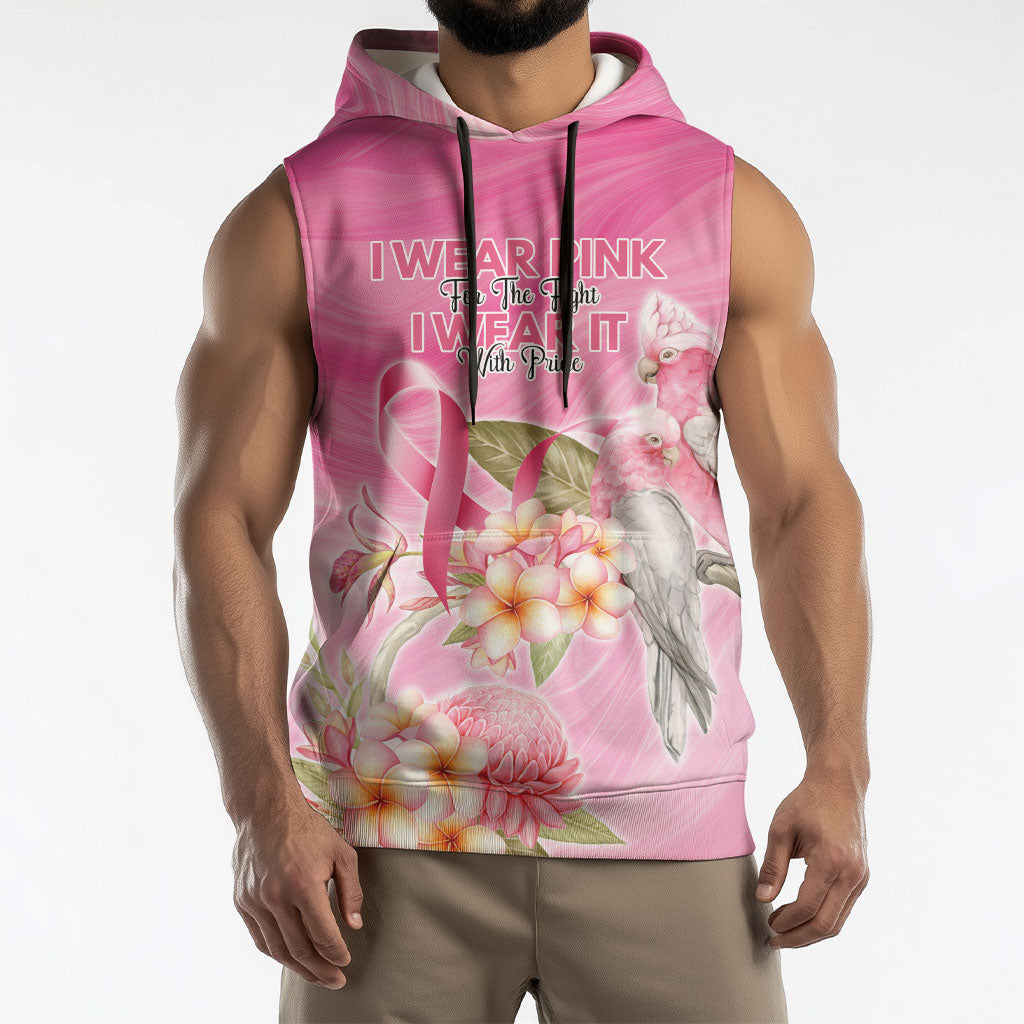 Personalised I Wear Pink For The Fight Sleeveless Hoodie Australian Breast Cancer Support Spirit