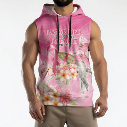 Personalised I Wear Pink For The Fight Sleeveless Hoodie Australian Breast Cancer Support Spirit