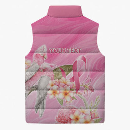 Personalised I Wear Pink For The Fight Sleeveless Puffer Jacket Australian Breast Cancer Support Spirit