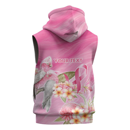 Personalised I Wear Pink For The Fight Sleeveless Zip Hoodie Australian Breast Cancer Support Spirit