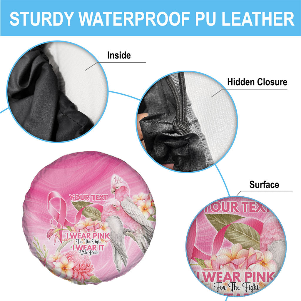 Personalised I Wear Pink For The Fight Spare Tire Cover Australian Breast Cancer Support Spirit
