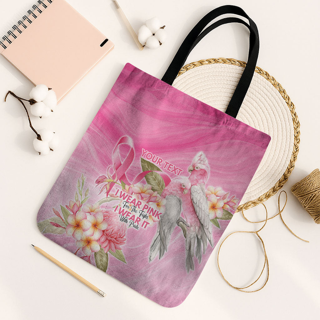 Personalised I Wear Pink For The Fight Tote Bag Australian Breast Cancer Support Spirit