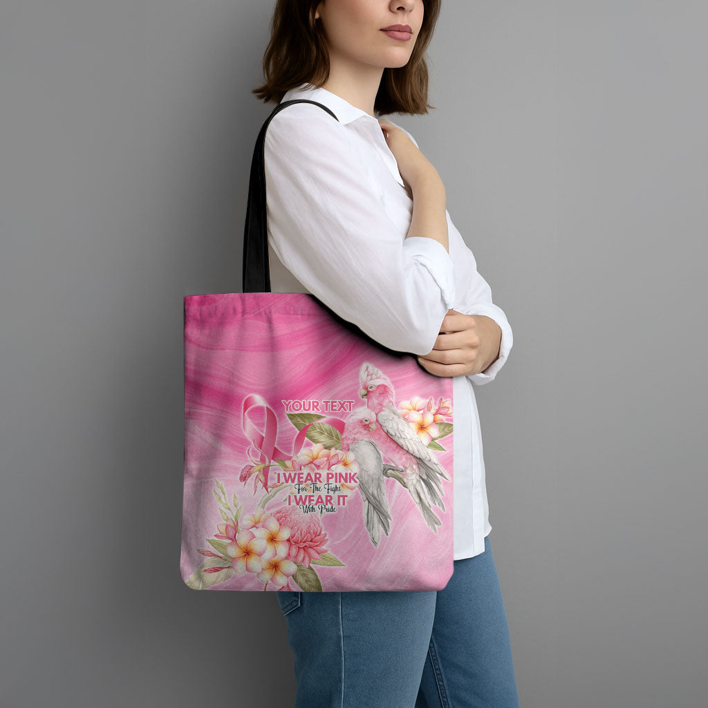 Personalised I Wear Pink For The Fight Tote Bag Australian Breast Cancer Support Spirit