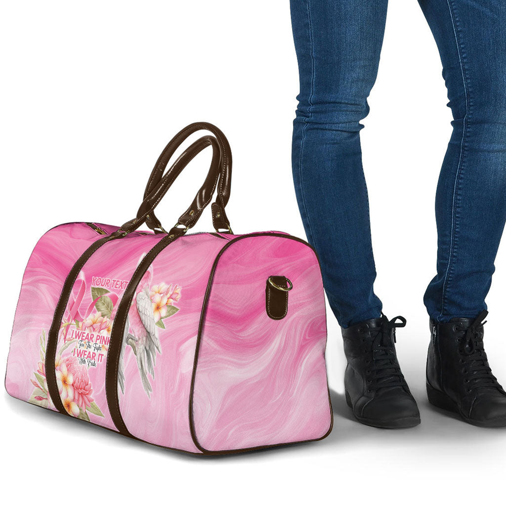 Personalised I Wear Pink For The Fight Travel Bag Australian Breast Cancer Support Spirit