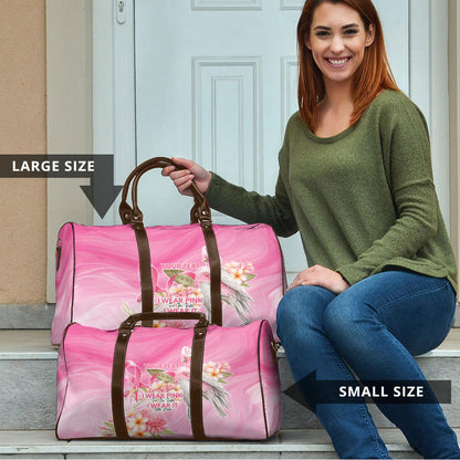 Personalised I Wear Pink For The Fight Travel Bag Australian Breast Cancer Support Spirit