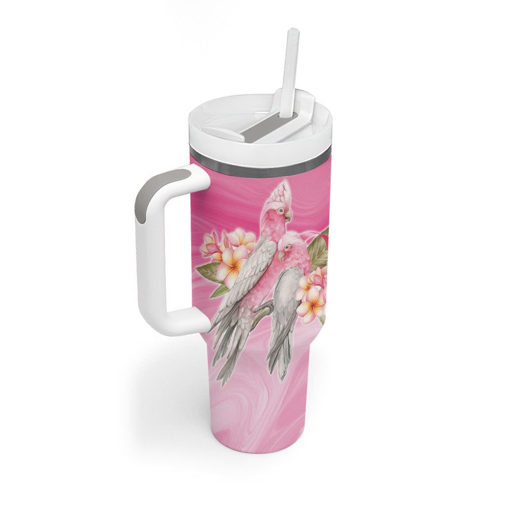Personalised I Wear Pink For The Fight Tumbler With Handle Australian Breast Cancer Support Spirit