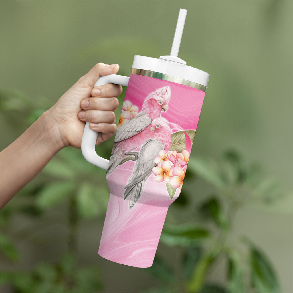 Personalised I Wear Pink For The Fight Tumbler With Handle Australian Breast Cancer Support Spirit