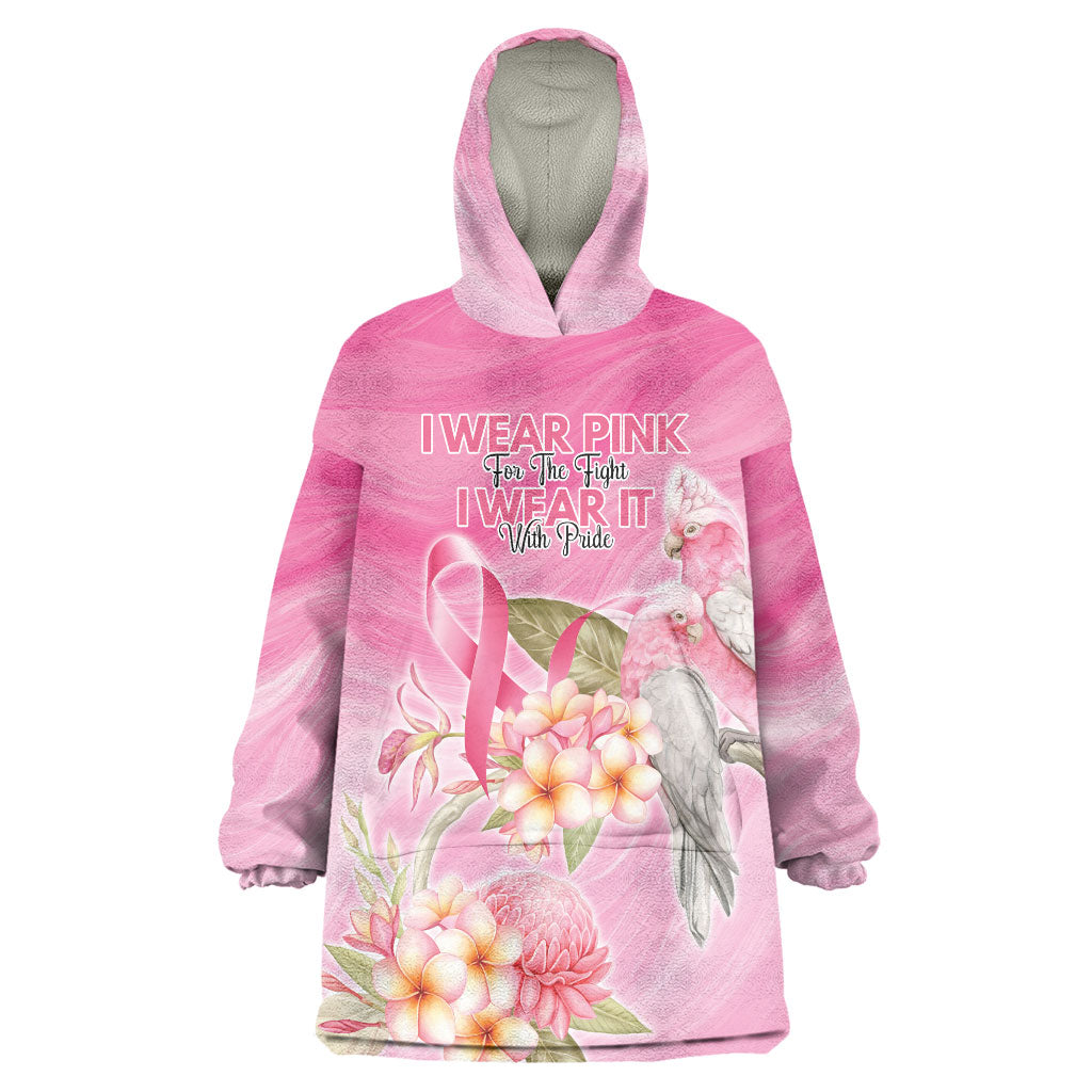 Personalised I Wear Pink For The Fight Wearable Blanket Hoodie Australian Breast Cancer Support Spirit