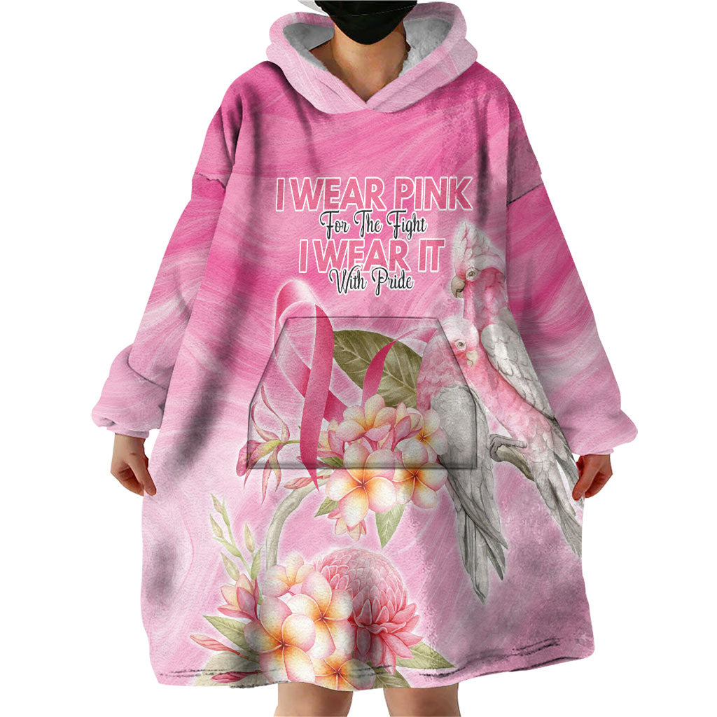 Personalised I Wear Pink For The Fight Wearable Blanket Hoodie Australian Breast Cancer Support Spirit