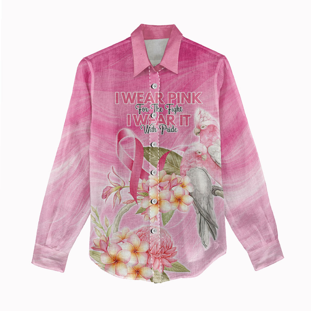 Personalised I Wear Pink For The Fight Women Casual Shirt Australian Breast Cancer Support Spirit