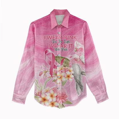 Personalised I Wear Pink For The Fight Women Casual Shirt Australian Breast Cancer Support Spirit