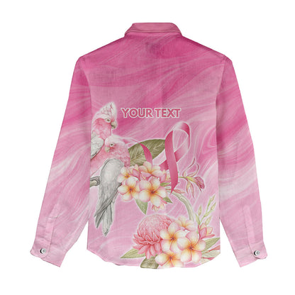 Personalised I Wear Pink For The Fight Women Casual Shirt Australian Breast Cancer Support Spirit