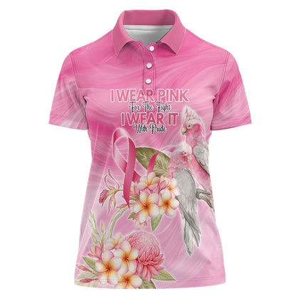 Personalised I Wear Pink For The Fight Women Polo Shirt Australian Breast Cancer Support Spirit