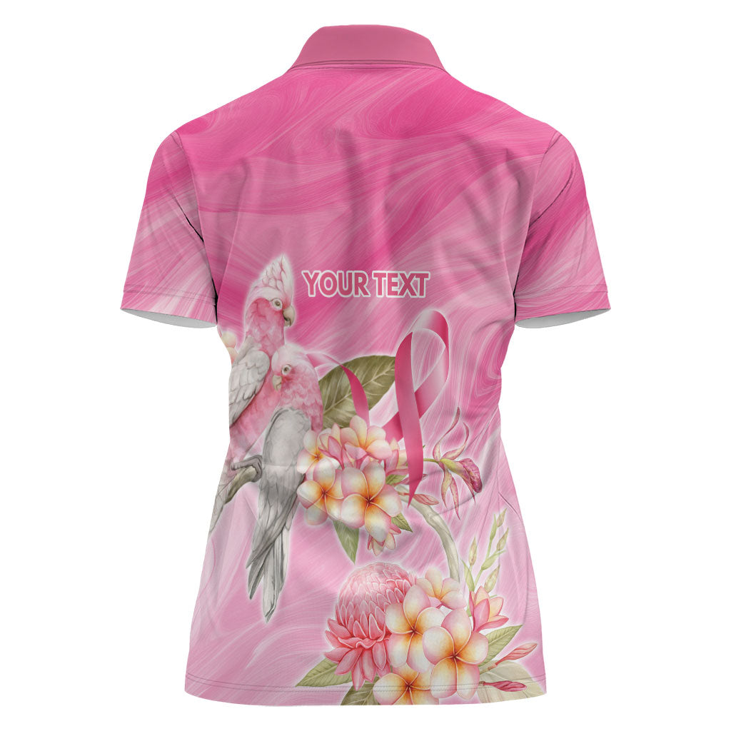 Personalised I Wear Pink For The Fight Women Polo Shirt Australian Breast Cancer Support Spirit