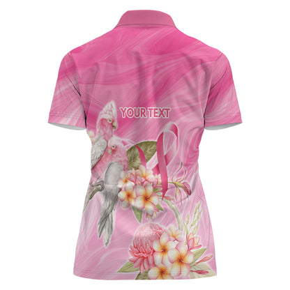Personalised I Wear Pink For The Fight Women Polo Shirt Australian Breast Cancer Support Spirit