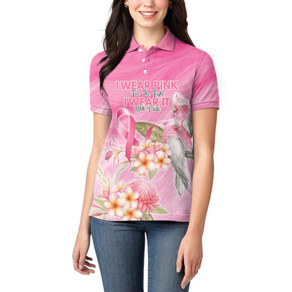 Personalised I Wear Pink For The Fight Women Polo Shirt Australian Breast Cancer Support Spirit