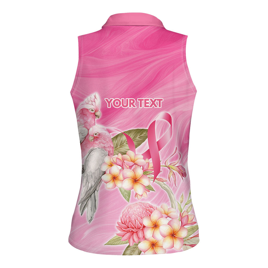 Personalised I Wear Pink For The Fight Women Sleeveless Polo Shirt Australian Breast Cancer Support Spirit