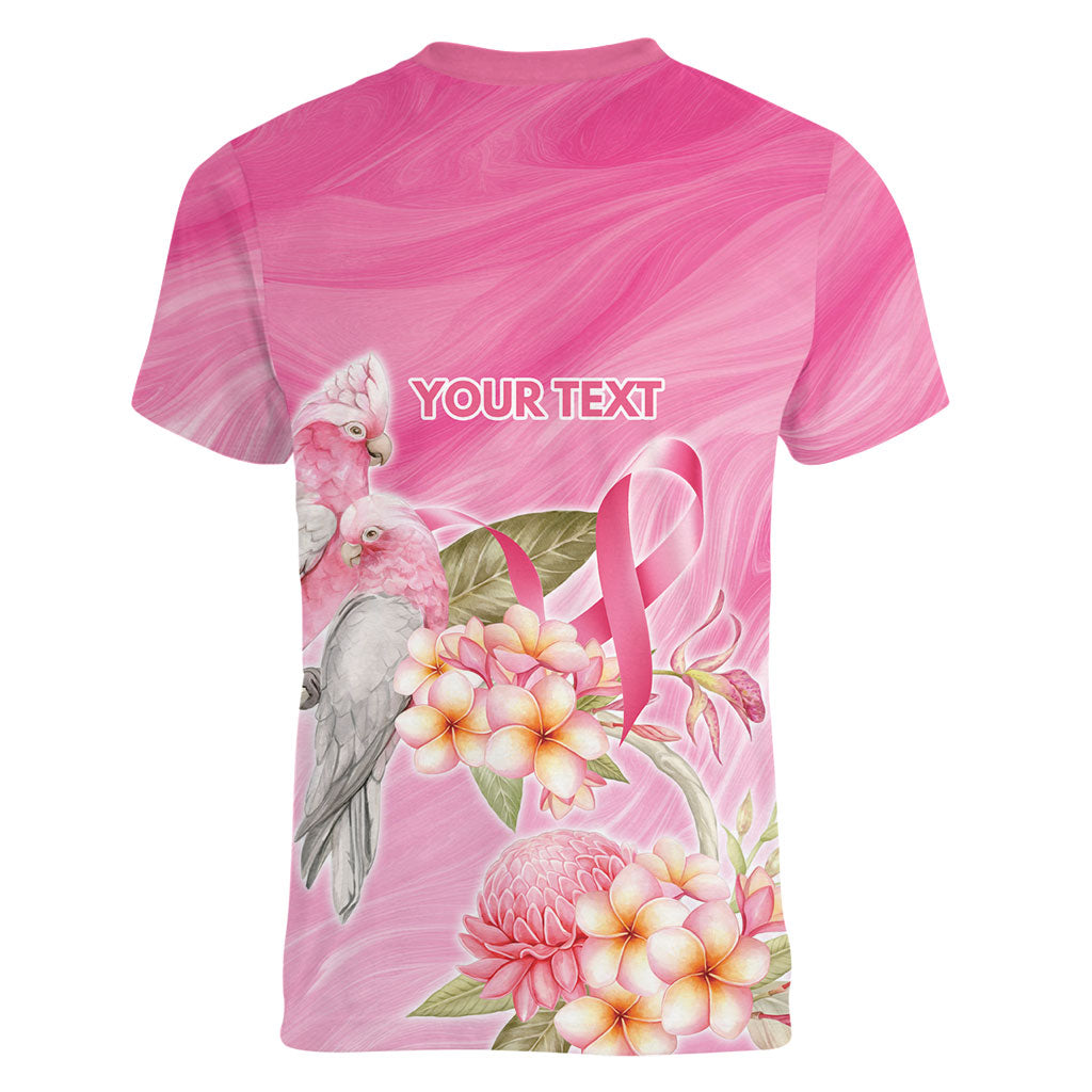 Personalised I Wear Pink For The Fight Women V-Neck T-Shirt Australian Breast Cancer Support Spirit