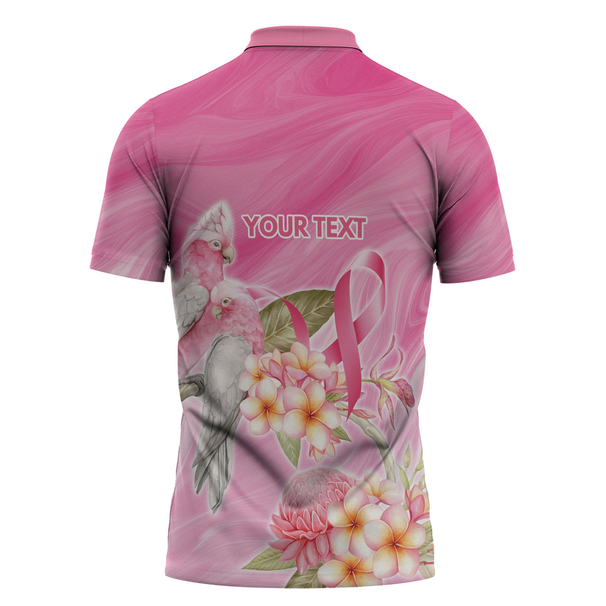 Personalised I Wear Pink For The Fight Zipper Polo Shirt Australian Breast Cancer Support Spirit