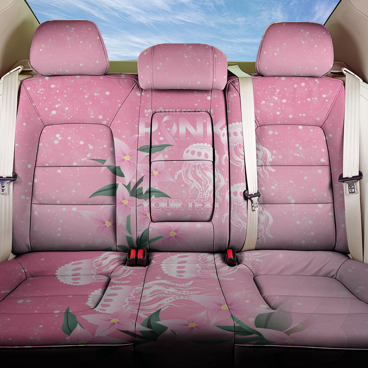 Personalised Pink Boronia of Hope Back Car Seat Cover Australia’s Fight Against Breast Cancer Support