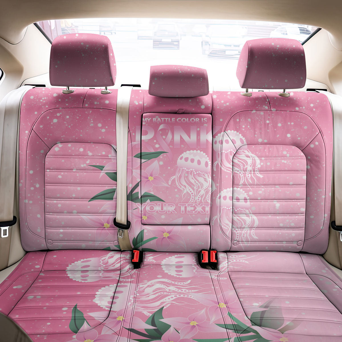 Personalised Pink Boronia of Hope Back Car Seat Cover Australia’s Fight Against Breast Cancer Support