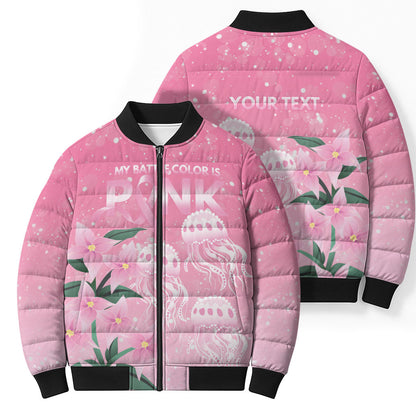 Personalised Pink Boronia of Hope Bomber Puffer Jacket Australia’s Fight Against Breast Cancer Support