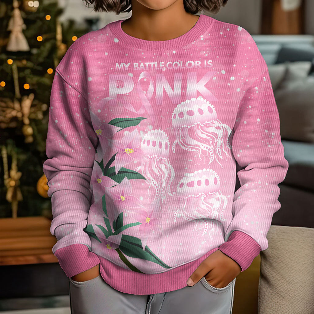 Personalised Pink Boronia of Hope Kid Ugly Christmas Sweater Australia’s Fight Against Breast Cancer Support