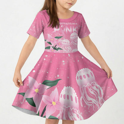 Personalised Pink Boronia of Hope Kid Short Sleeve Dress Australia’s Fight Against Breast Cancer Support