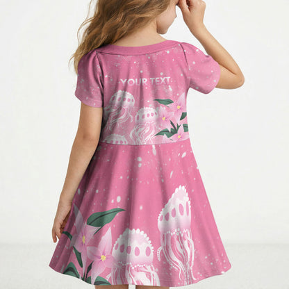 Personalised Pink Boronia of Hope Kid Short Sleeve Dress Australia’s Fight Against Breast Cancer Support