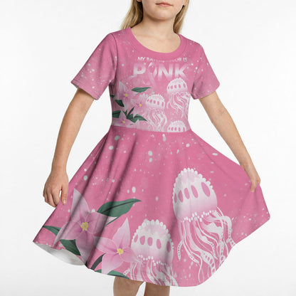 Personalised Pink Boronia of Hope Kid Short Sleeve Dress Australia’s Fight Against Breast Cancer Support