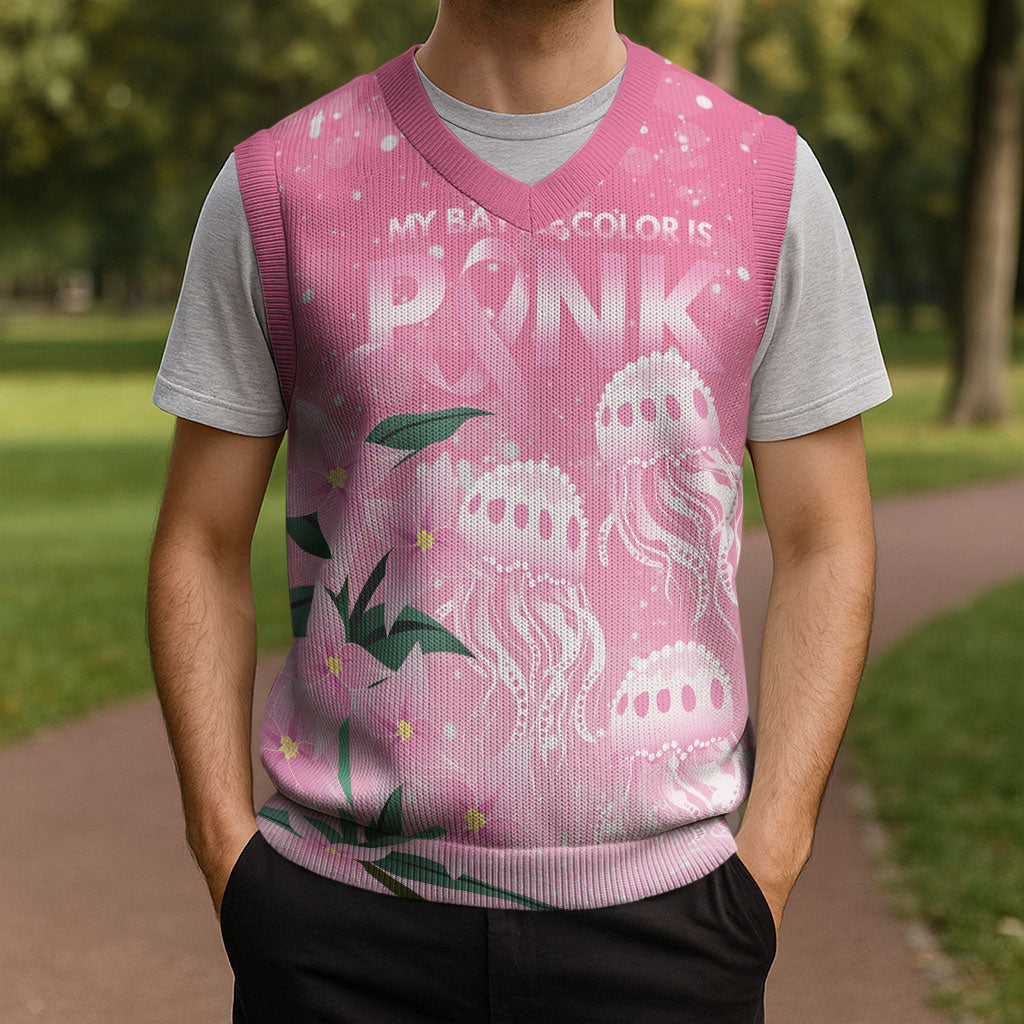 Personalised Pink Boronia of Hope Christmas Knitted V-Neck Vest Australia’s Fight Against Breast Cancer Support