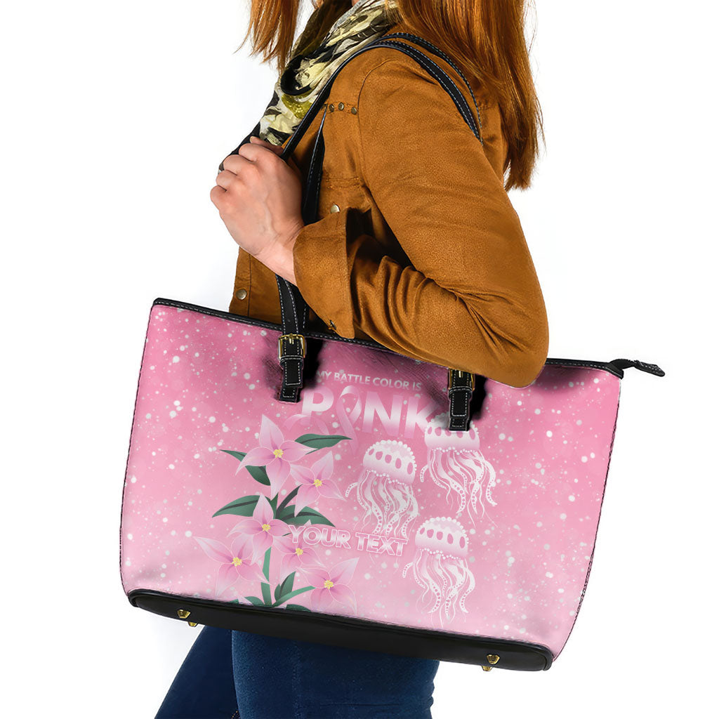 Personalised Pink Boronia of Hope Leather Tote Bag Australia’s Fight Against Breast Cancer Support