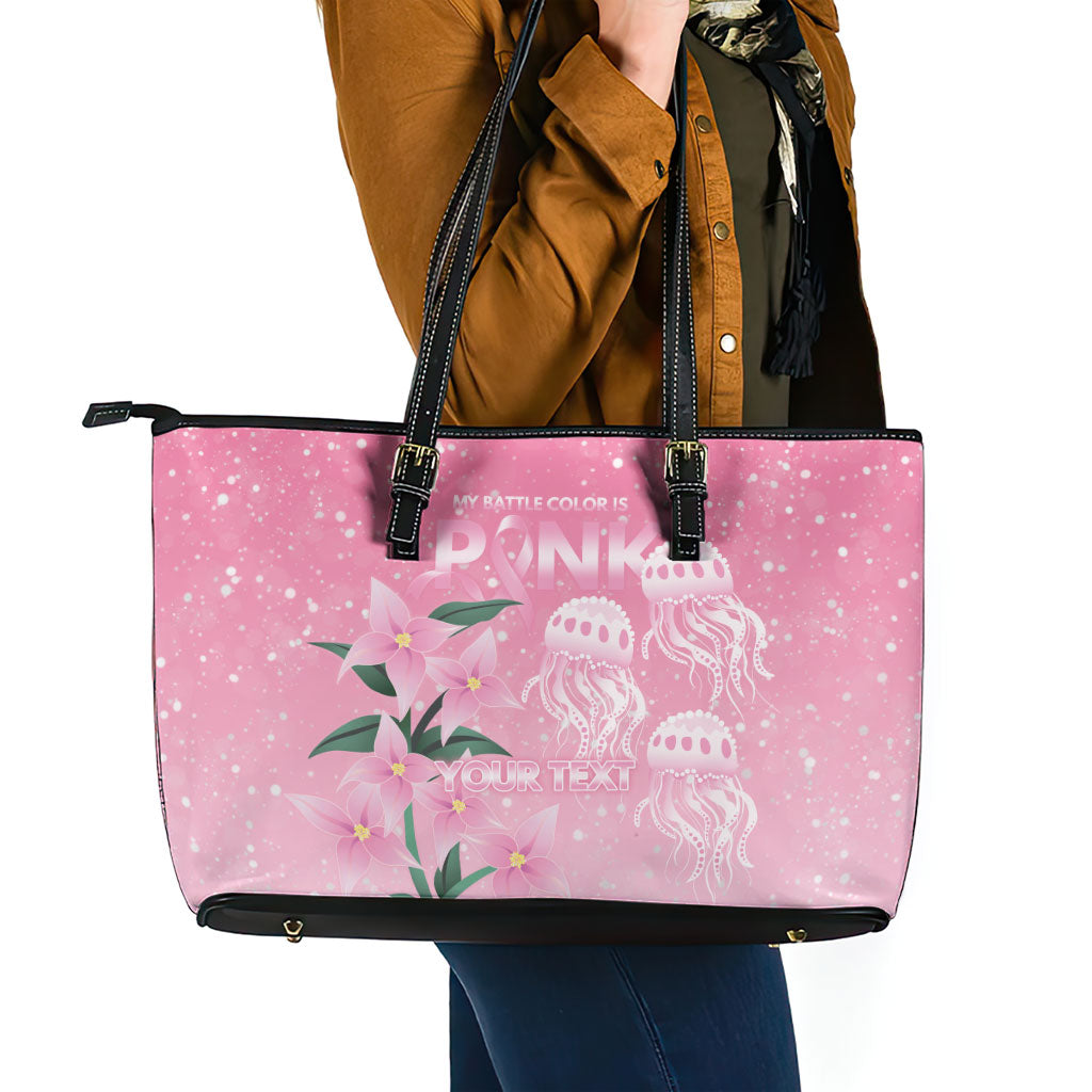 Personalised Pink Boronia of Hope Leather Tote Bag Australia’s Fight Against Breast Cancer Support