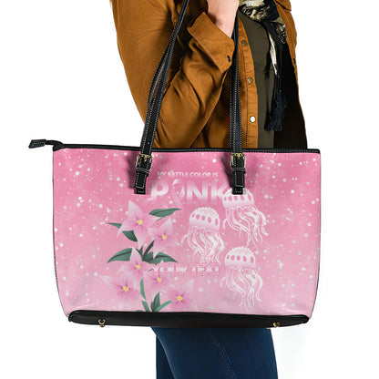 Personalised Pink Boronia of Hope Leather Tote Bag Australia’s Fight Against Breast Cancer Support