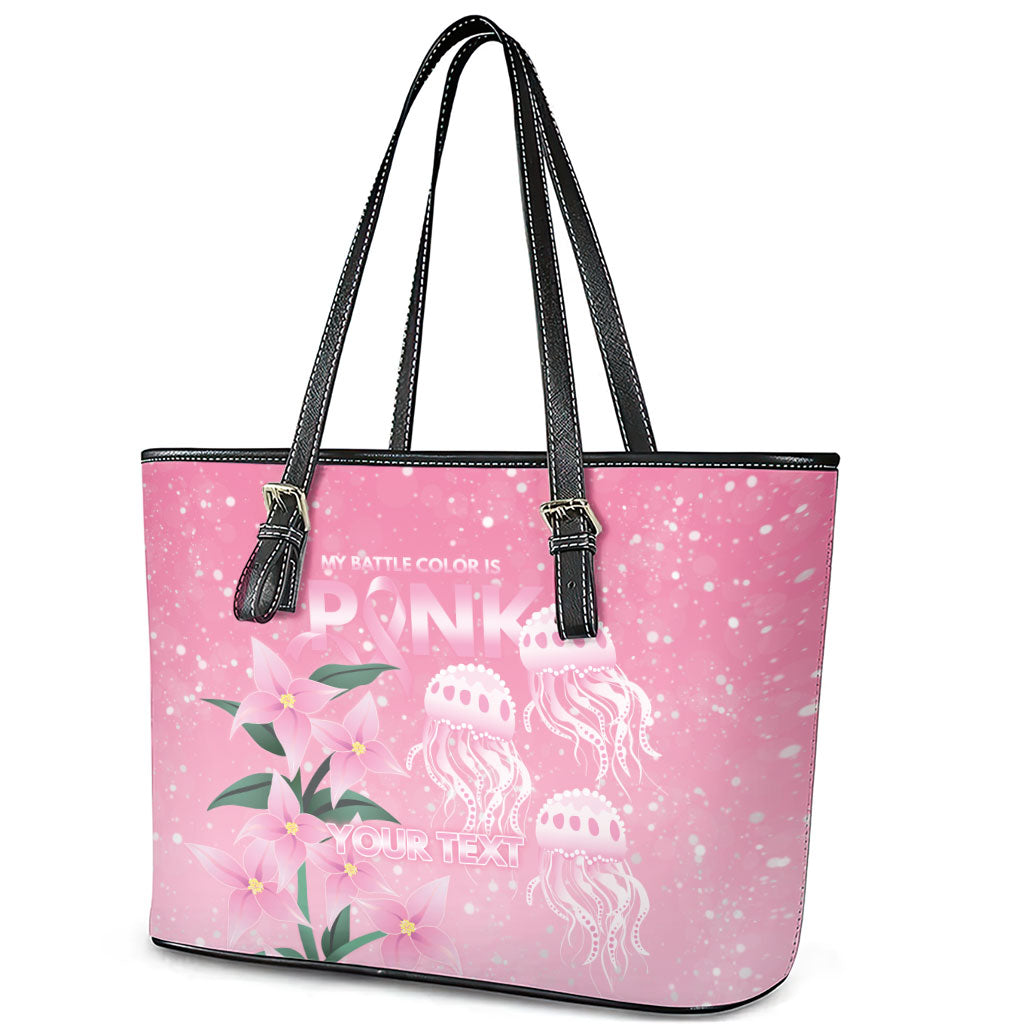 Personalised Pink Boronia of Hope Leather Tote Bag Australia’s Fight Against Breast Cancer Support