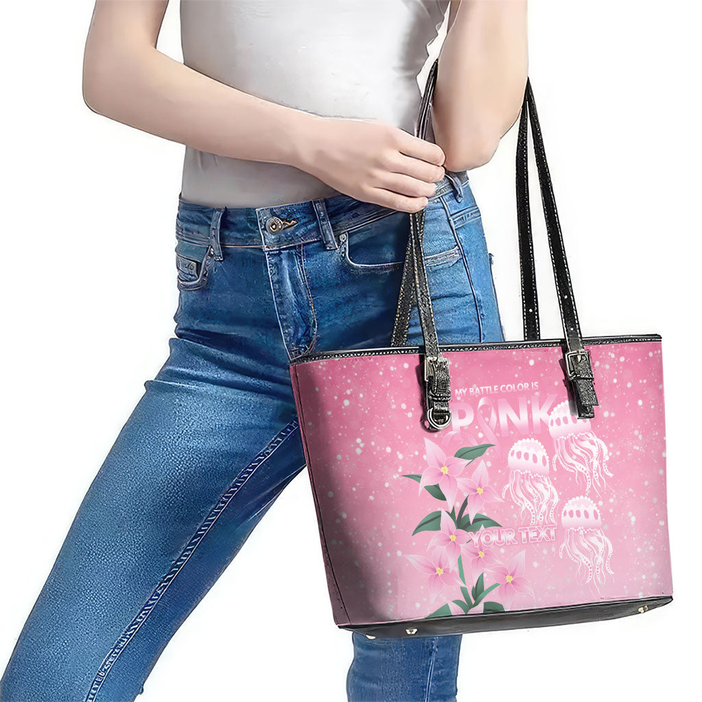 Personalised Pink Boronia of Hope Leather Tote Bag Australia’s Fight Against Breast Cancer Support