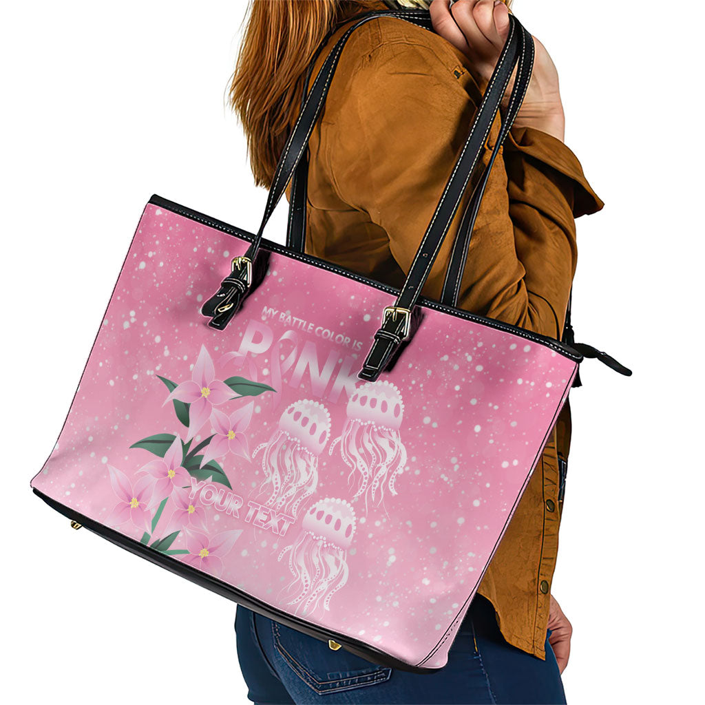 Personalised Pink Boronia of Hope Leather Tote Bag Australia’s Fight Against Breast Cancer Support