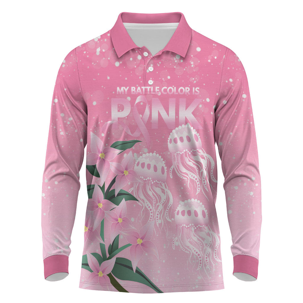 Personalised Pink Boronia of Hope Long Sleeve Polo Shirt Australia’s Fight Against Breast Cancer Support