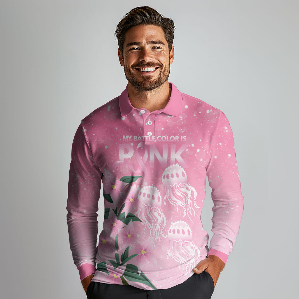 Personalised Pink Boronia of Hope Long Sleeve Polo Shirt Australia’s Fight Against Breast Cancer Support