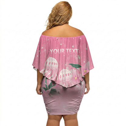 Personalised Pink Boronia of Hope Off Shoulder Short Dress Australia’s Fight Against Breast Cancer Support