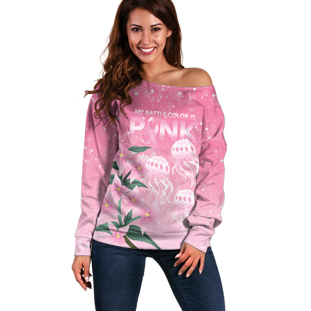 Personalised Pink Boronia of Hope Off Shoulder Sweater Australia’s Fight Against Breast Cancer Support