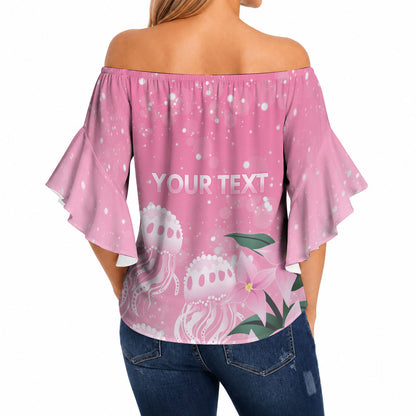 Personalised Pink Boronia of Hope Off Shoulder Wrap Waist Top Australia’s Fight Against Breast Cancer Support