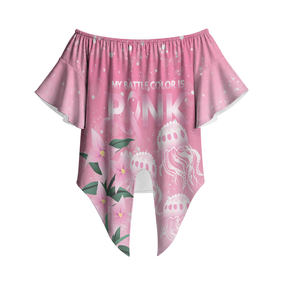 Personalised Pink Boronia of Hope Off Shoulder Wrap Waist Top Australia’s Fight Against Breast Cancer Support