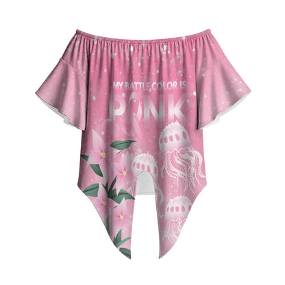 Personalised Pink Boronia of Hope Off Shoulder Wrap Waist Top Australia’s Fight Against Breast Cancer Support