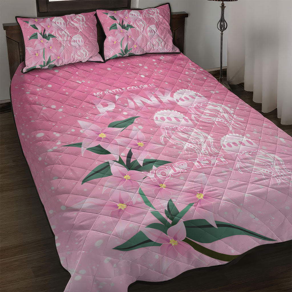 Personalised Pink Boronia of Hope Quilt Bed Set Australia’s Fight Against Breast Cancer Support