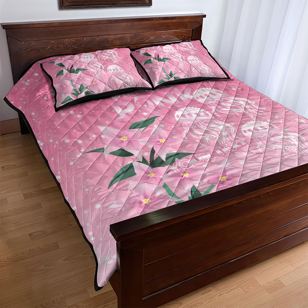 Personalised Pink Boronia of Hope Quilt Bed Set Australia’s Fight Against Breast Cancer Support