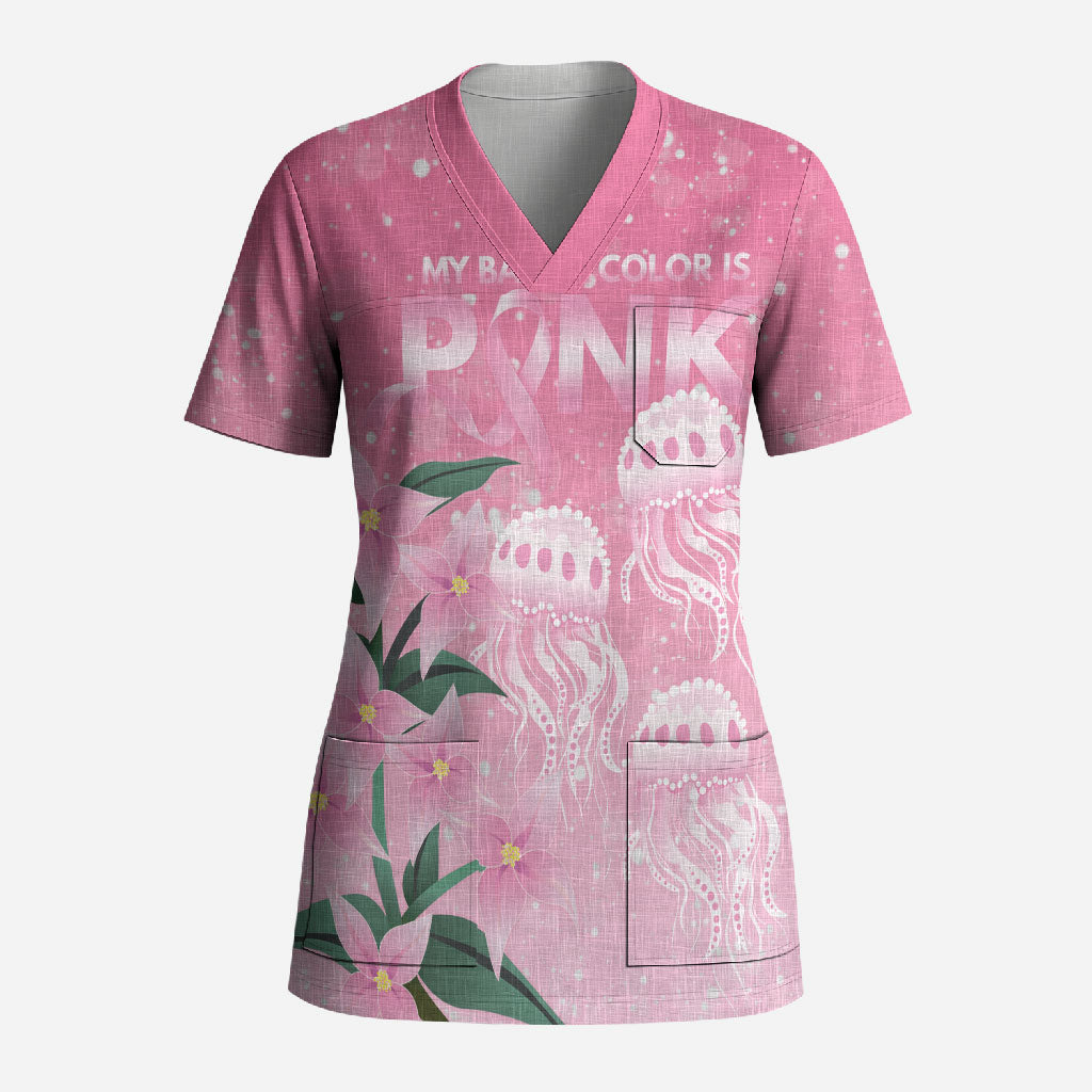 Personalised Pink Boronia of Hope Scrub Top Australia’s Fight Against Breast Cancer Support